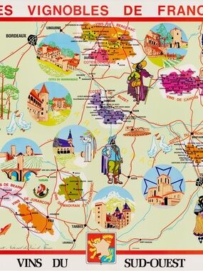 1970’s Vintage Wine Map Vins de Sud-Ouest